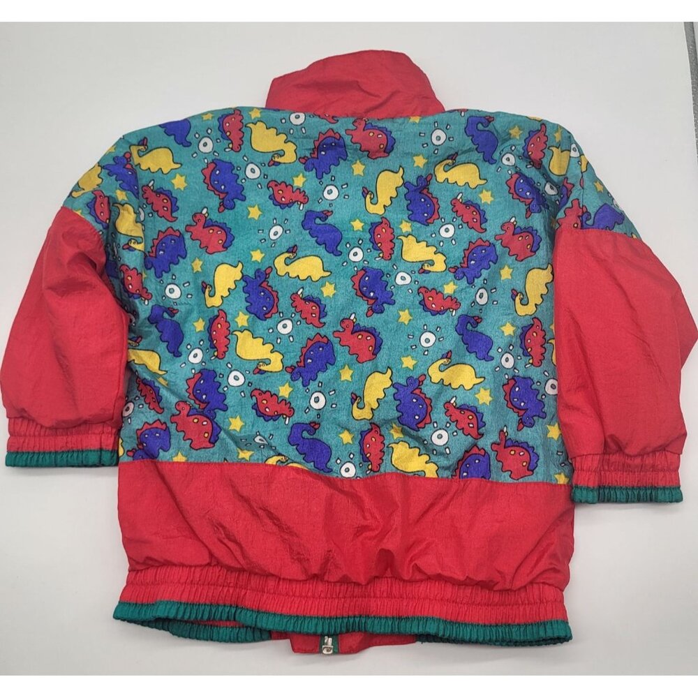 VTG Cuddle Club Kids Infants 24M Windbreaker Colorful Primary Dinosaurs Retro - Picture 2 of 6